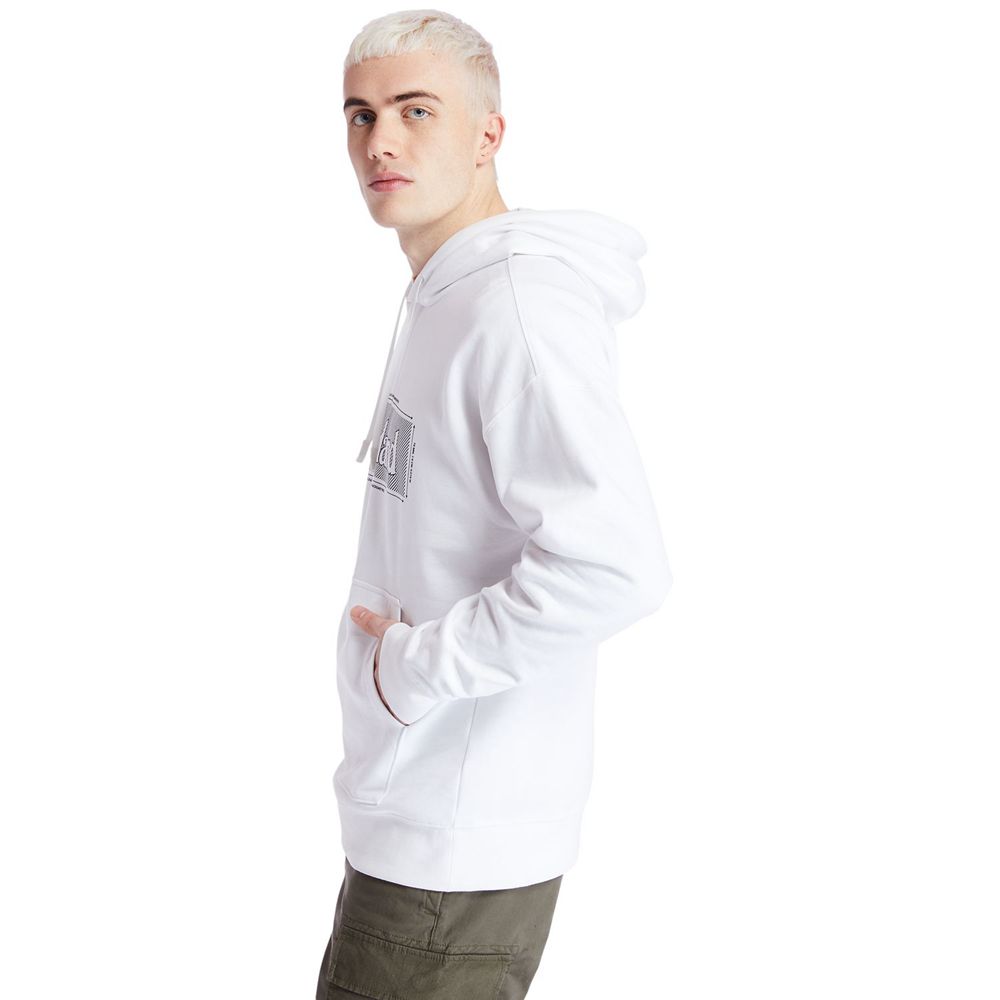 Timberland Mens Sweatshirts Logo Hoodie - White - India UV1795423